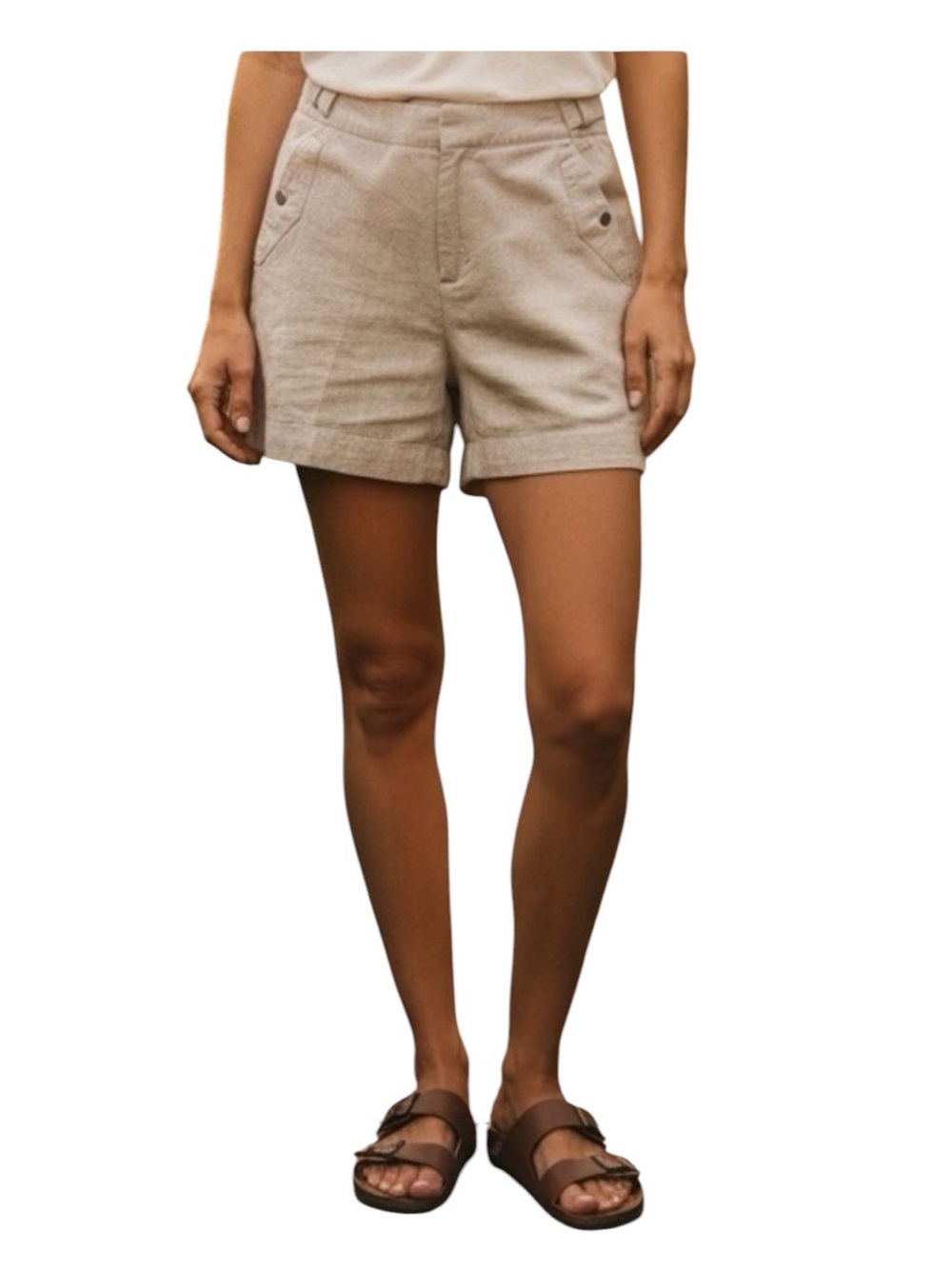 Athleta Voyager 100% Linen High-Rise Shorts Size 12